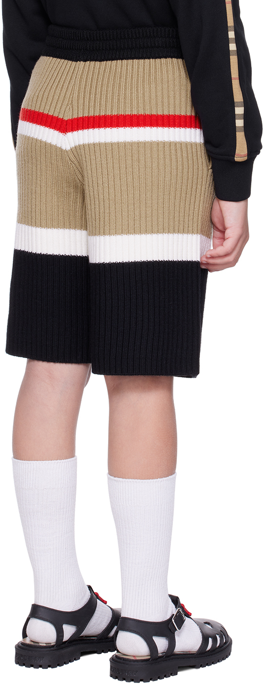 Burberry Kids Beige & Black Striped Shorts In Archive Beige Ip S