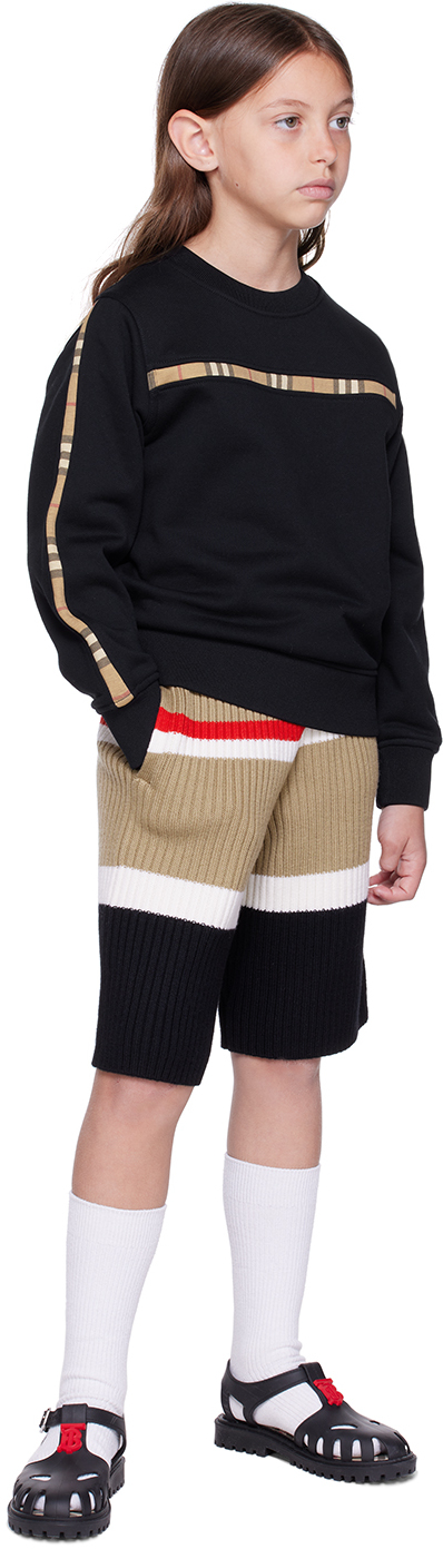 Burberry Kids Beige & Black Striped Shorts In Archive Beige Ip S