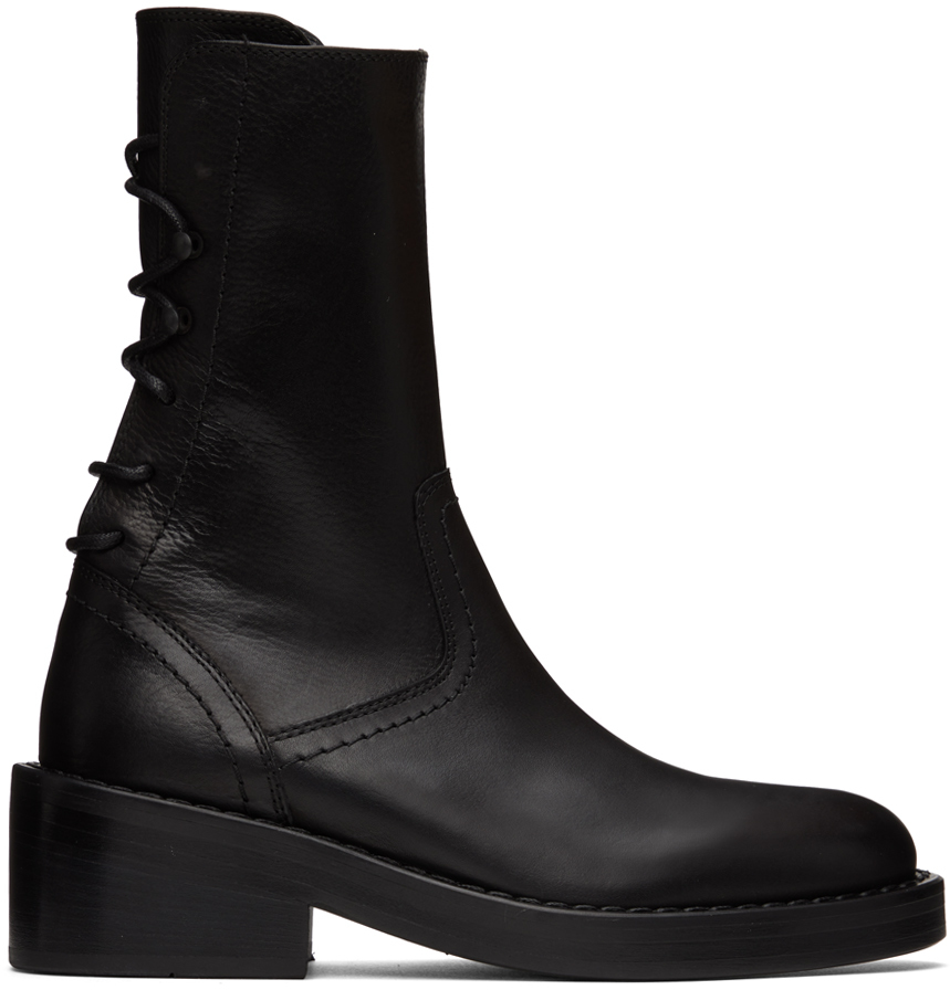 Ann Demeulemeester: Black Hernica Boots | SSENSE Canada