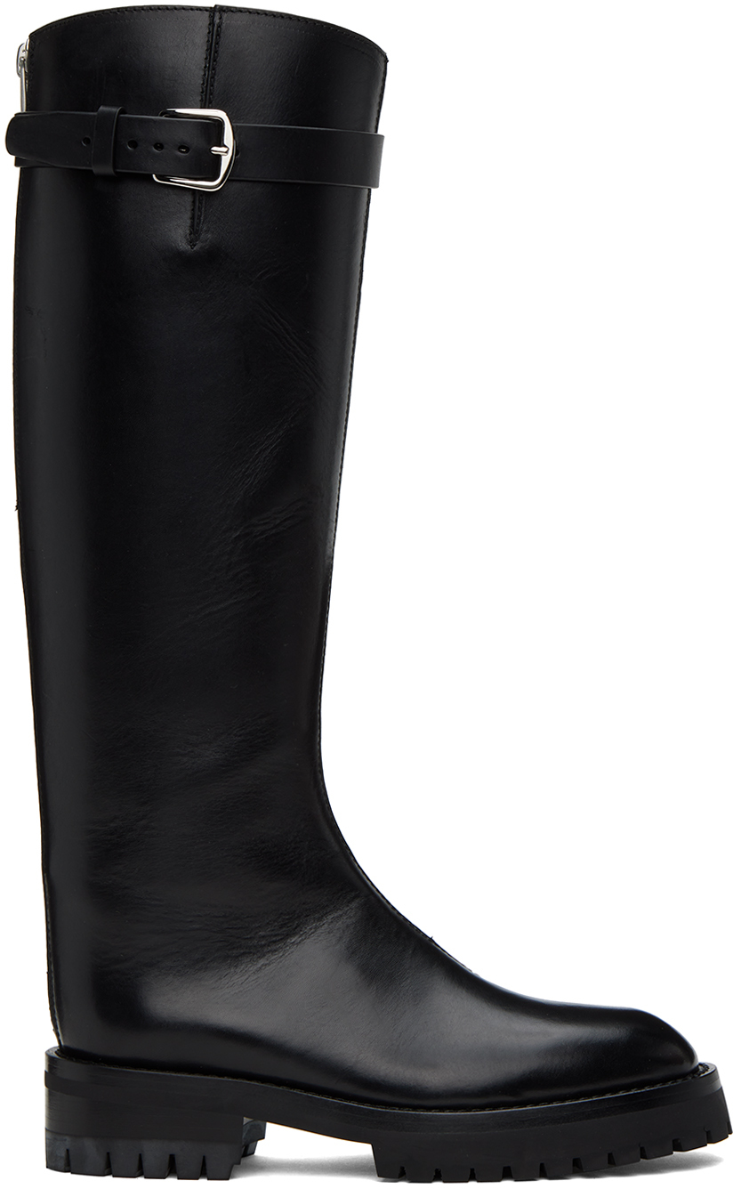 Ann Demeulemeester: Black Nes Riding Boots | SSENSE Canada
