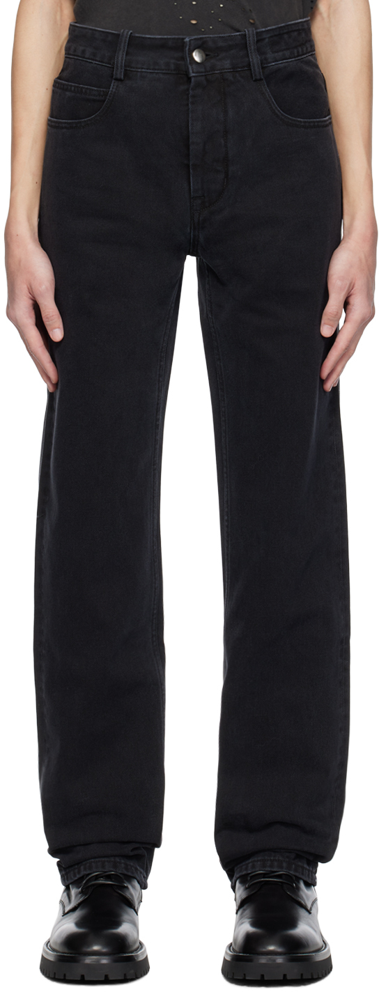 Monogram Flower Denim Trousers - Luxury Black