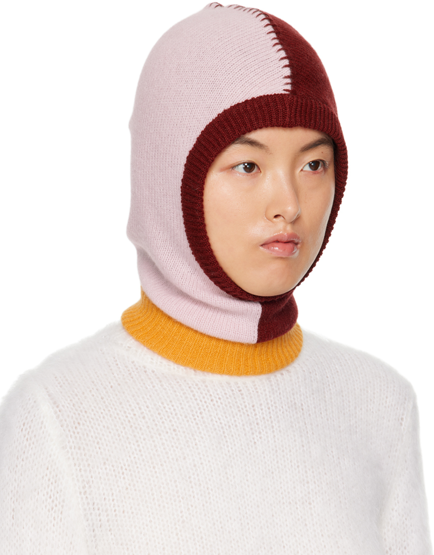 Marni Pink & Red Colorblock Balaclava In Cbc20 Quartz