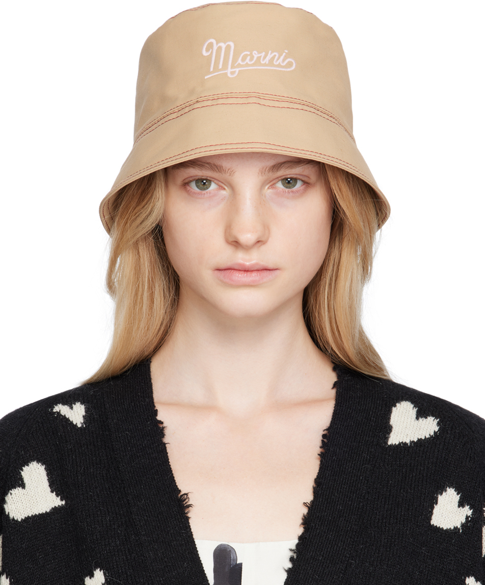 Tan Embroidered Bucket Hat