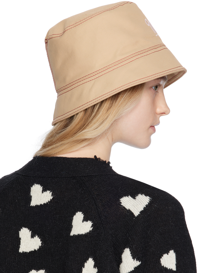 Marni Tan Embroidered Bucket Hat In 00w60 Nomad