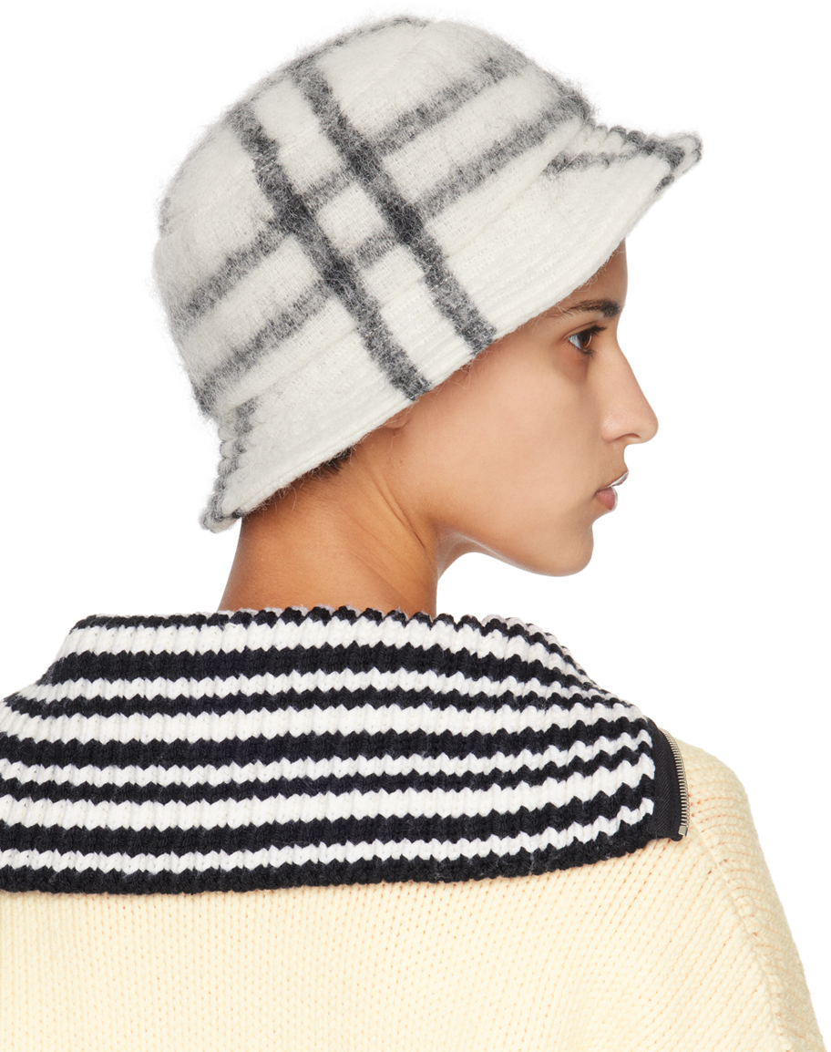 Marni White Plaid Bucket Hat In Chw01 Lily White