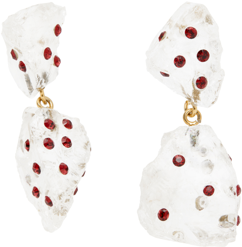 Marni Red Pietra Dura Earrings In 00w09 Glass