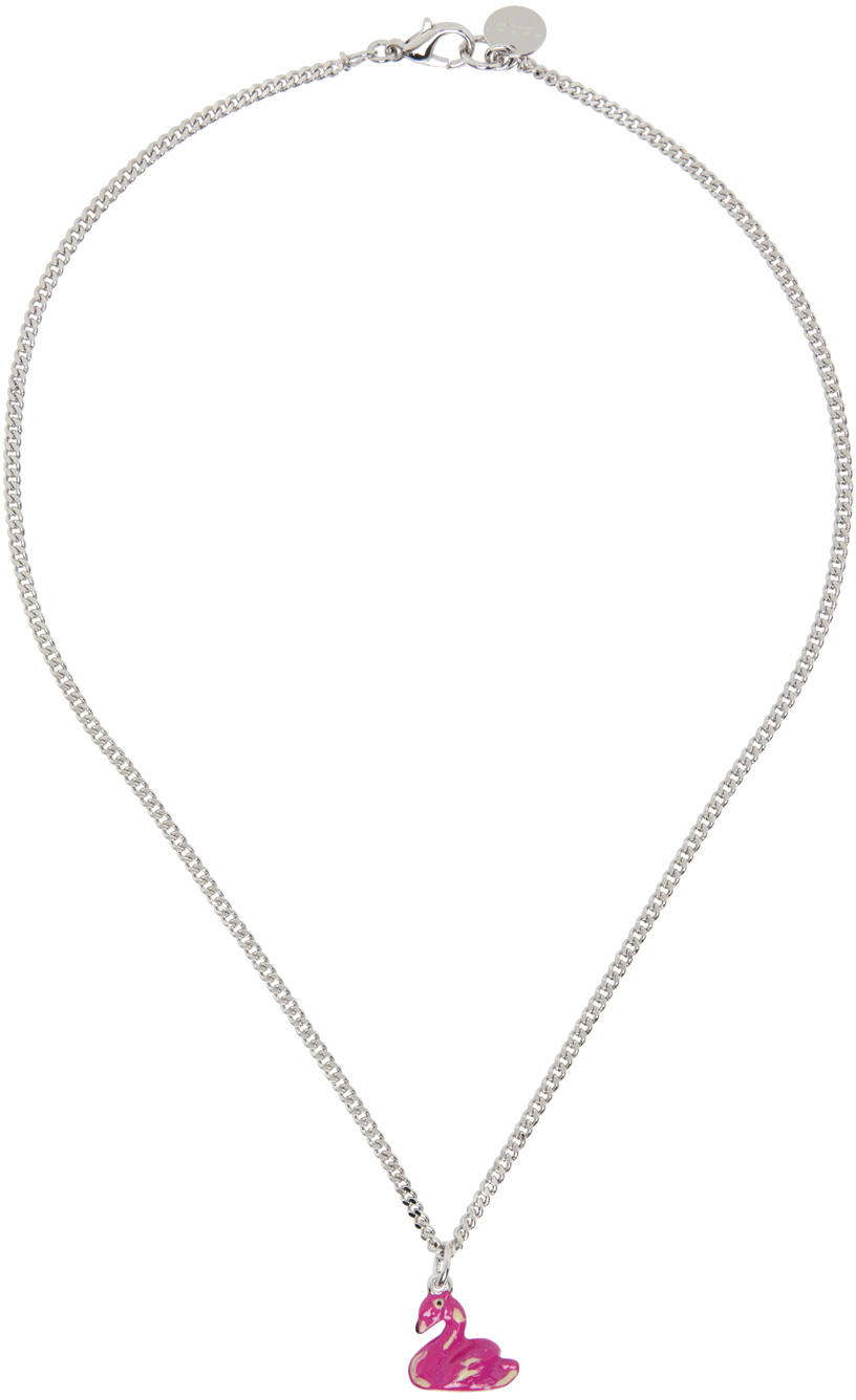 Marni Swan Pendant Necklace In 00r60 Raspberry