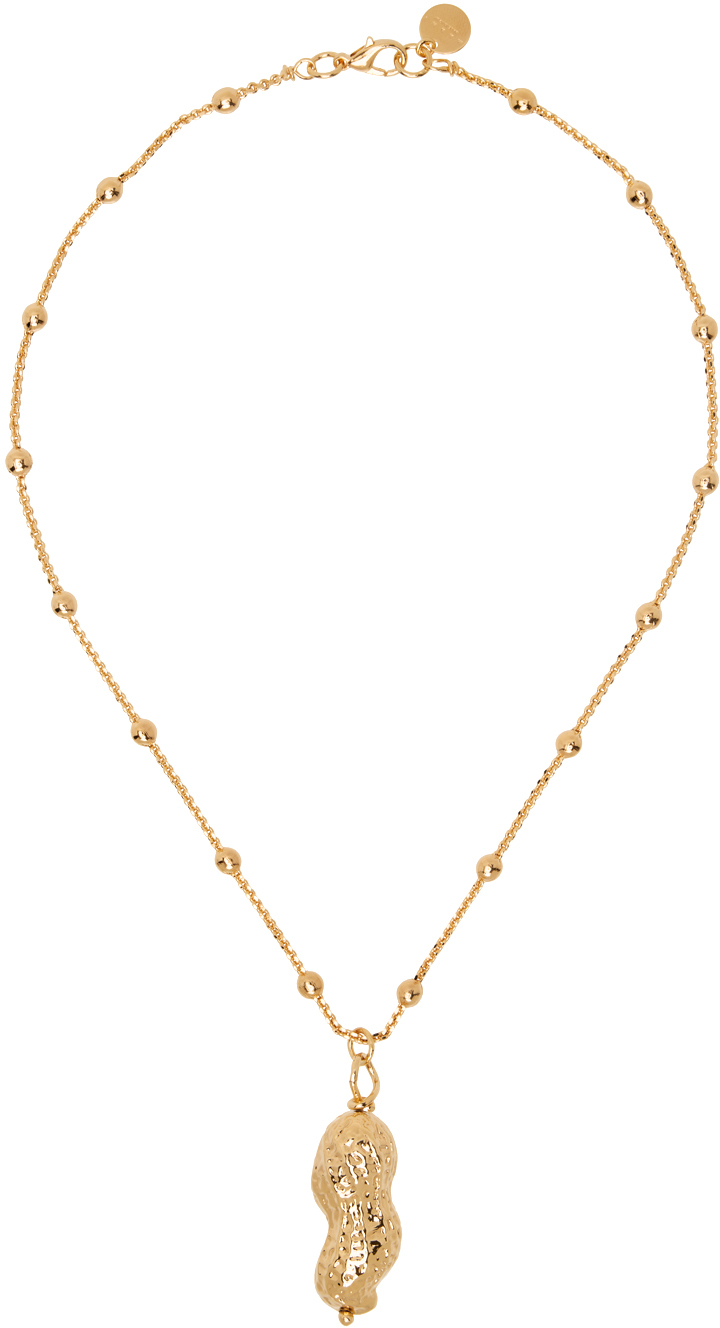 Gold Peanut Charm Necklace