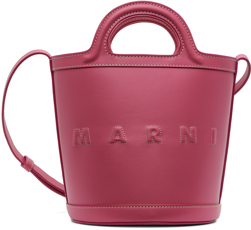 Marni Pink & Burgundy Blooming Flower Mini Trunk Bag for Women