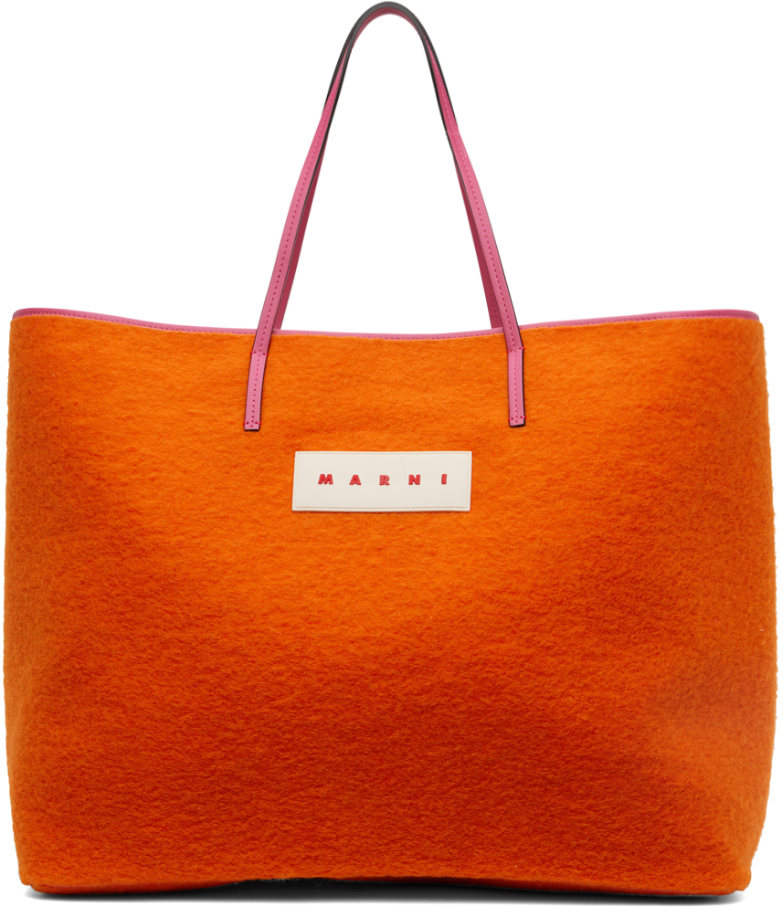 Marni: Orange & Pink Large Shopping Tote