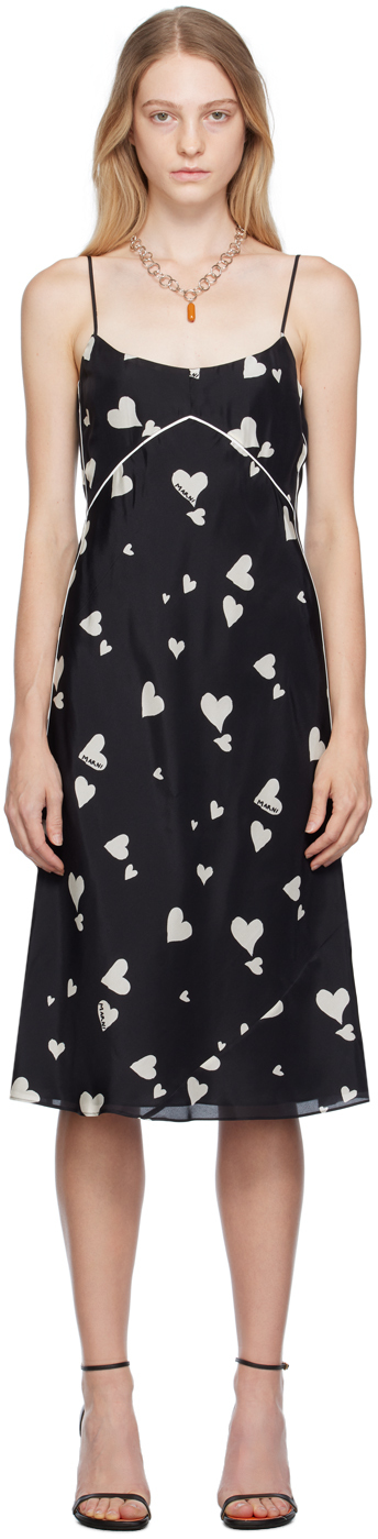 Black Bunch Of Hearts Midi Dress