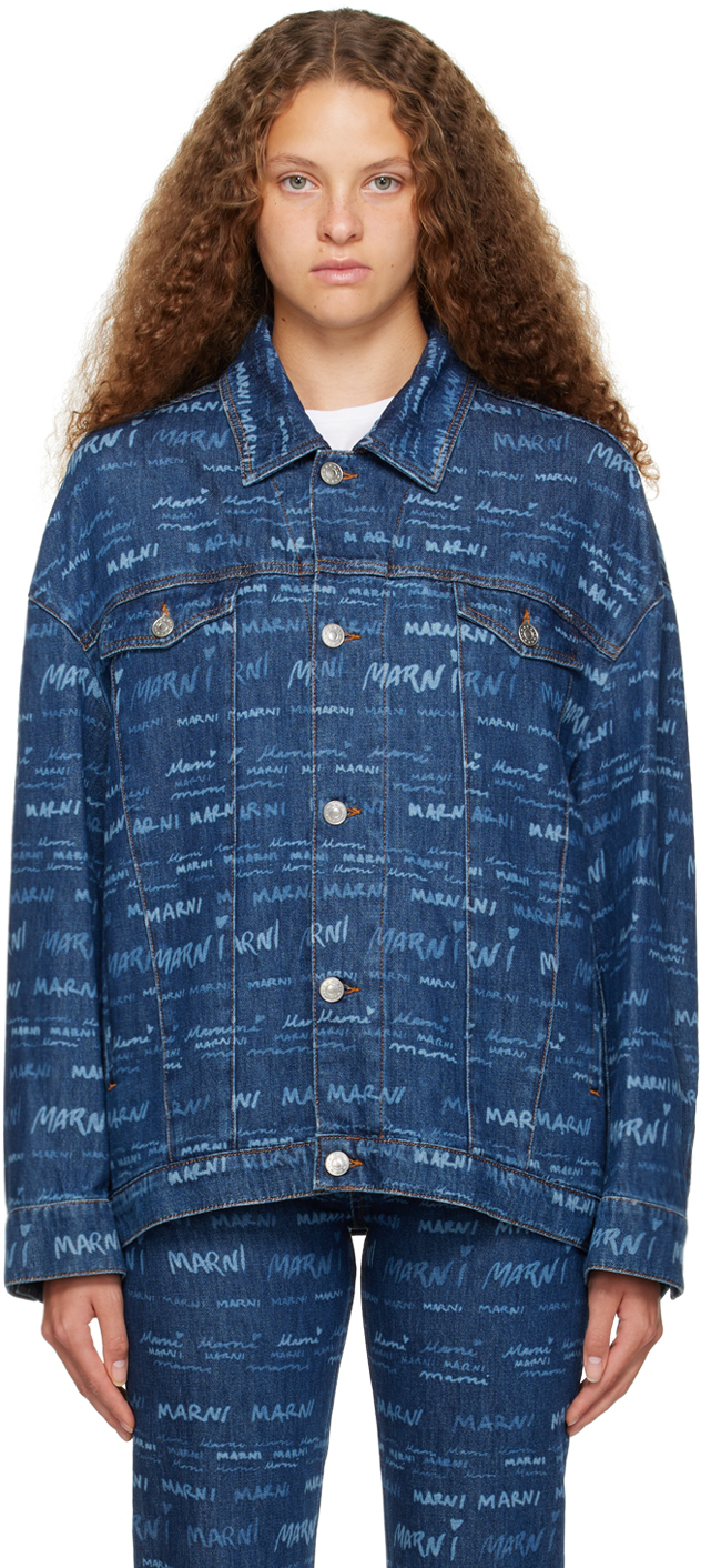 Shop Marni Blue Mega Denim Jacket In Jqb50 Iris Blue