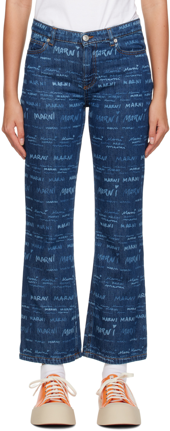 Shop Marni Blue Mega Jeans In Jqb50 Iris Blue