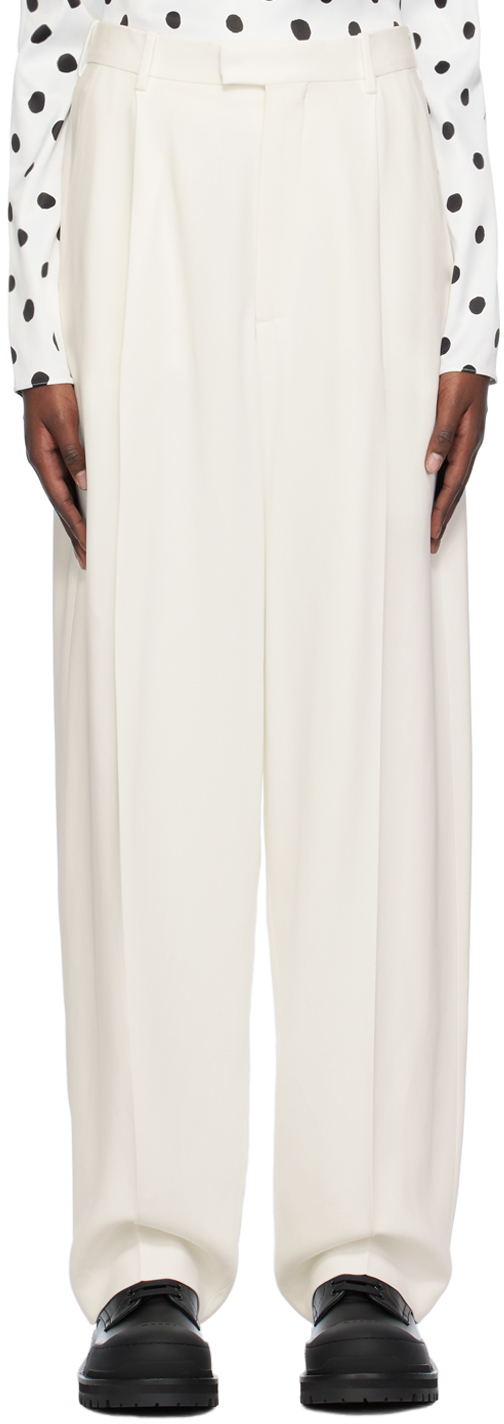 Shop Marni White Pleated Trousers In 00w01 Lily White