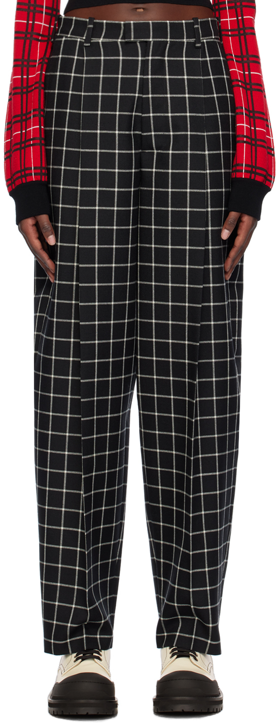 Buy Men's Cotton Blend Black & Off White Checked Formal Trousers - Sojanya  Online at Best Price | Trendia