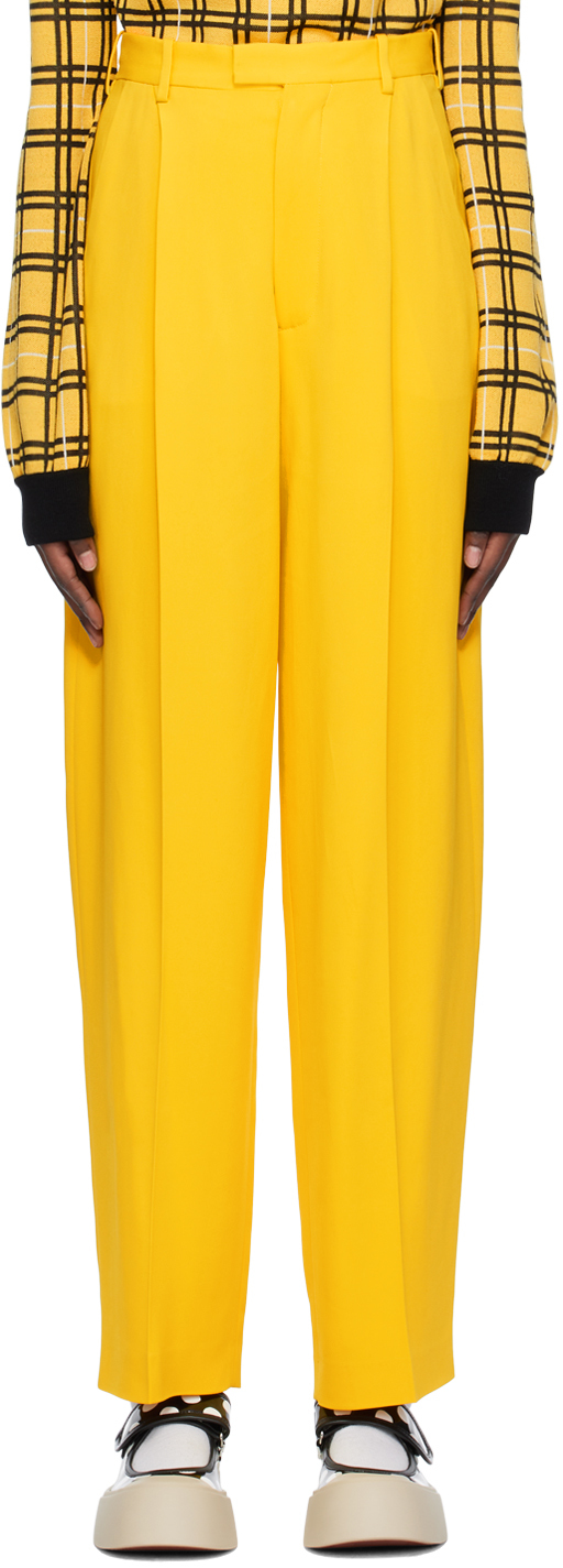 Shop Marni Yellow Pleated Trousers In 00y56 Maize