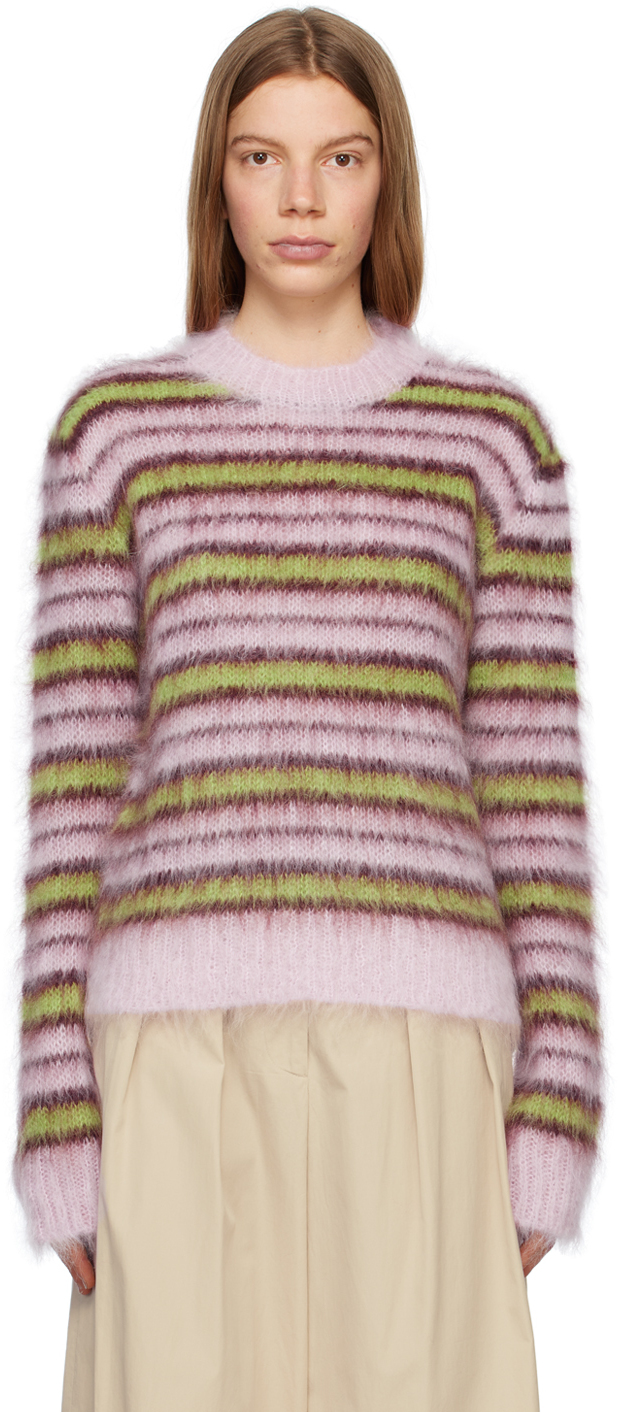 Shop Marni Pink Striped Sweater In Rgc20 Quartz