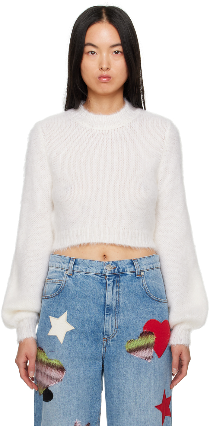 Shop Marni Off-white Bishop Sleeves Sweater In 00w01 Lily White
