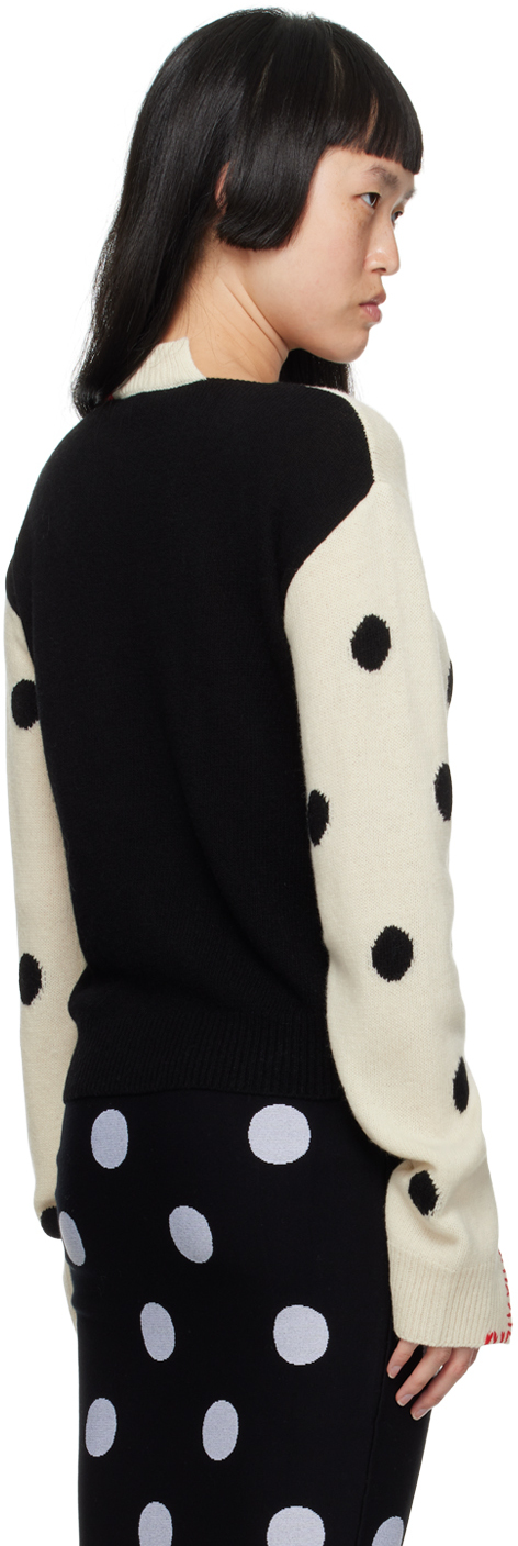 Marni Polka-dot Jacquard-knit Wool Sweater In Dow03 Stone White