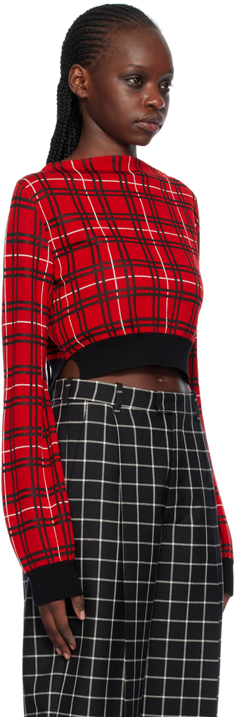 Marni Plaid High-neck Crop Sweater In Chr67 Red