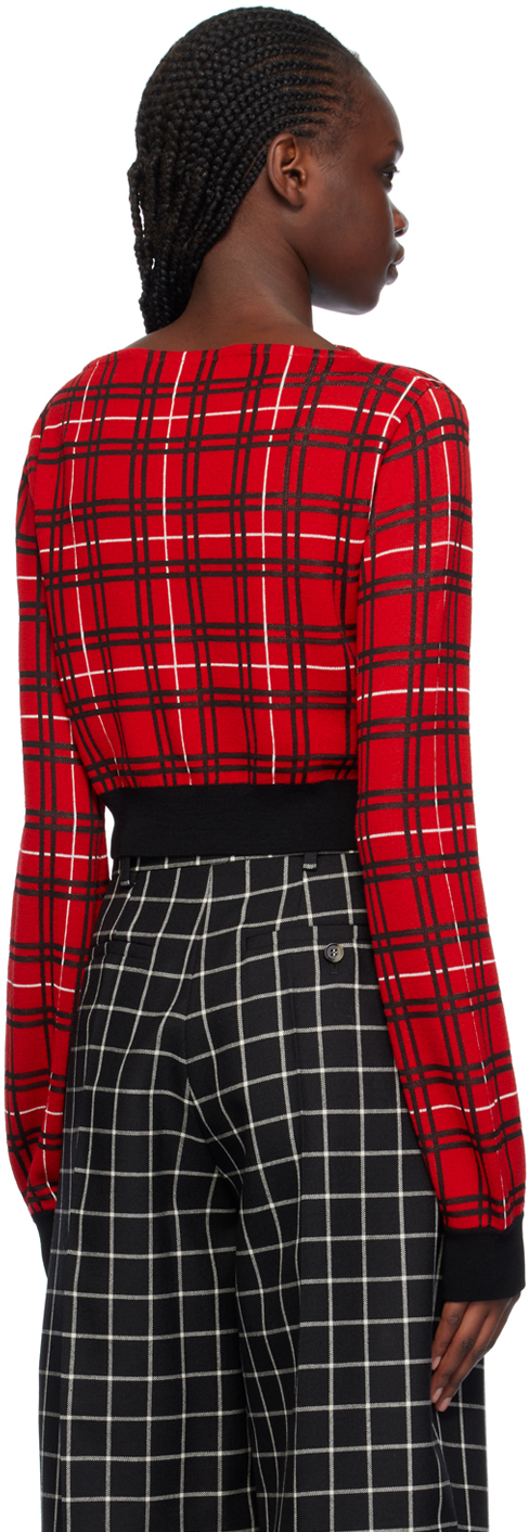 Marni Plaid High-neck Crop Sweater In Chr67 Red