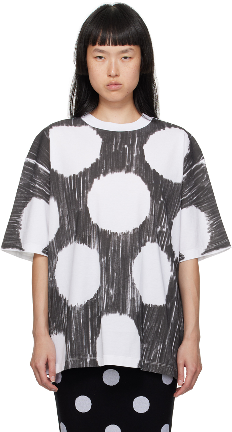 Shop Marni Black & White Polka Dot T-shirt In Bdn99 Black