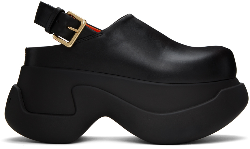 Marni Round-toe Leather Loafers In Black