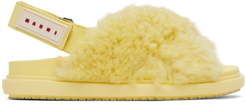 Marni Yellow Fussbett Sandals In 00y33 Pineapple