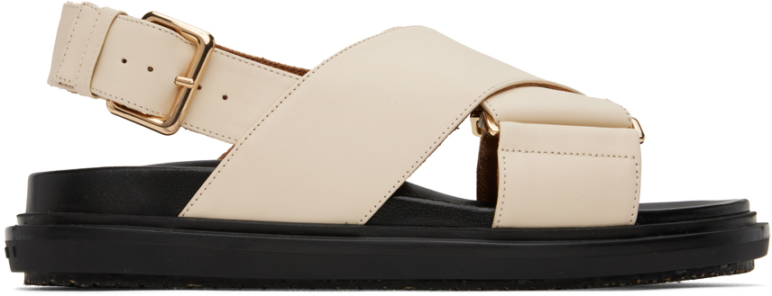 Shop Marni White Fussbett Sandals In 00w11 Silk White