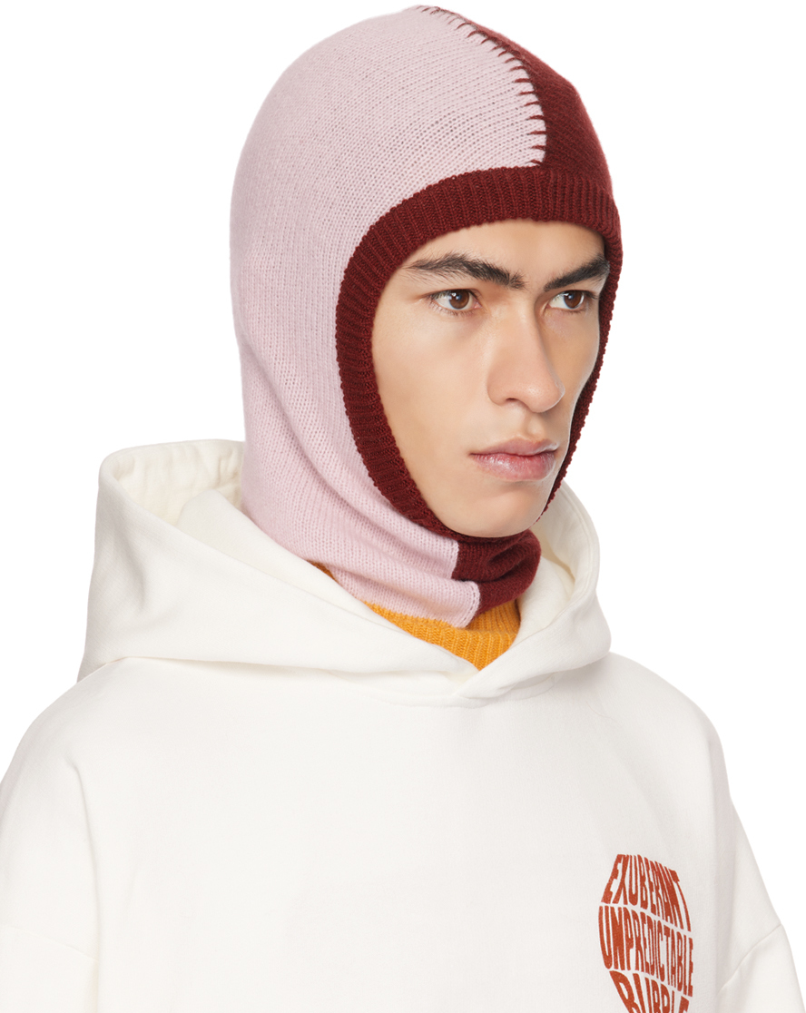 Marni Pink & Burgundy Color Block Balaclava