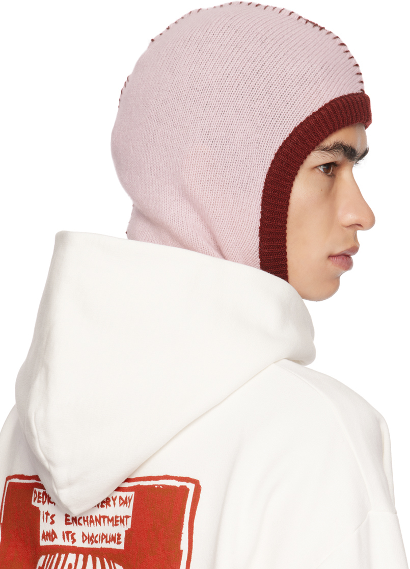 Marni Pink & Burgundy Color Block Balaclava In Cbc20 Quartz