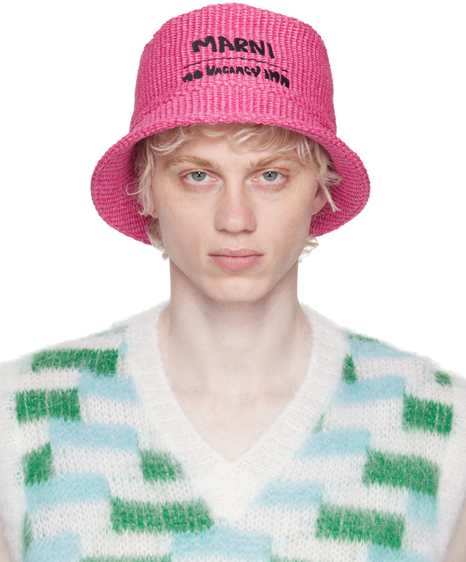 Marni Woven Bucket Hat In Pink