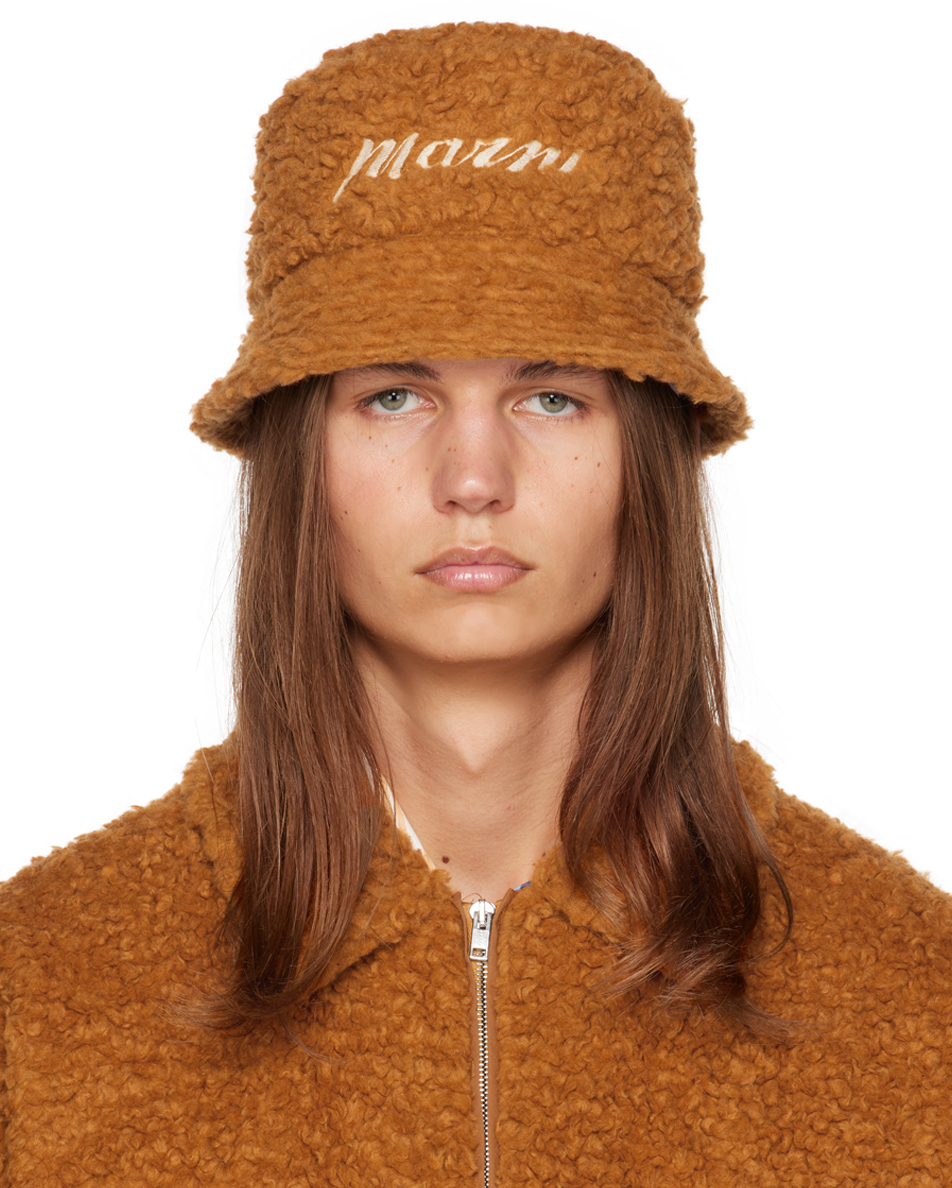 Shop Marni Orange Embroidered Bucket Hat In 00m07 Rust