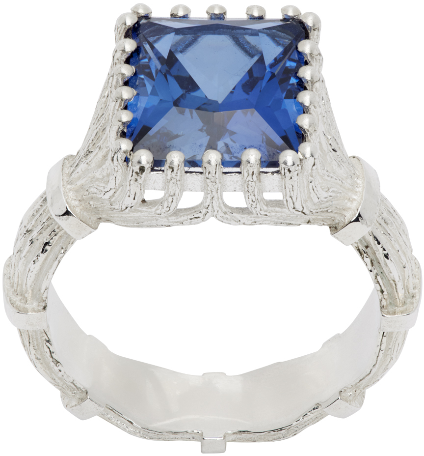 Bleue Burnham Silver Baguette Cut Bound Willow Ring