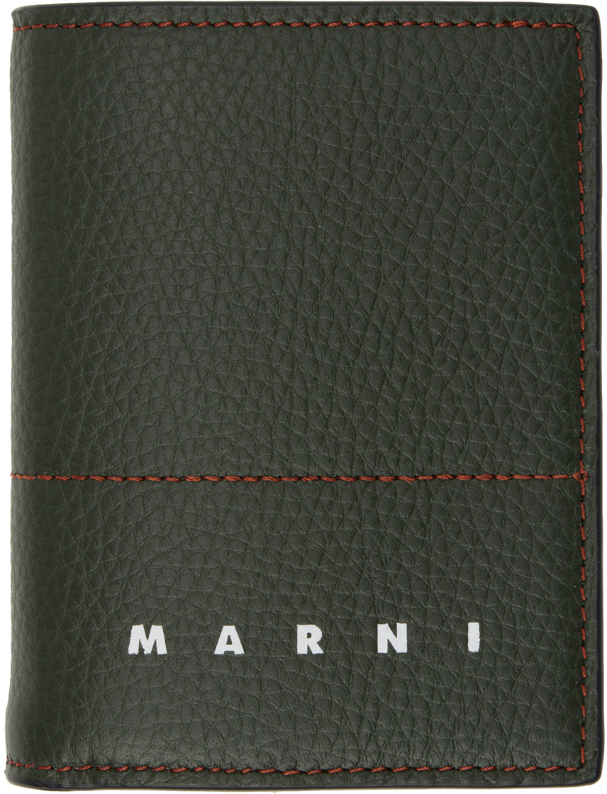 Marni Green Logo Wallet In 00v28 Olive Green