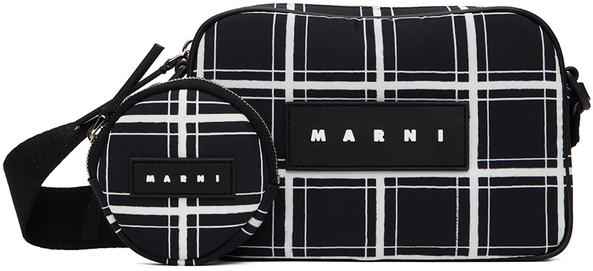 Marni Black Checked Nylon Puff Bag