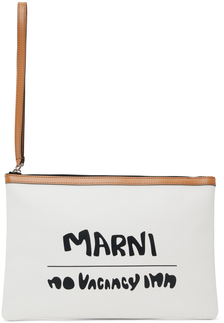 Marni White No Vacancy Inn Edition Bey Pouch In Zo537 Shell/pompeii