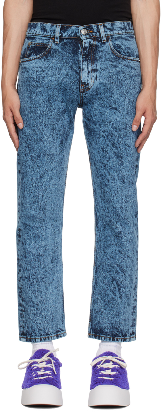 Marni Blue Marble-dyed Jeans In Mmb56 Royal