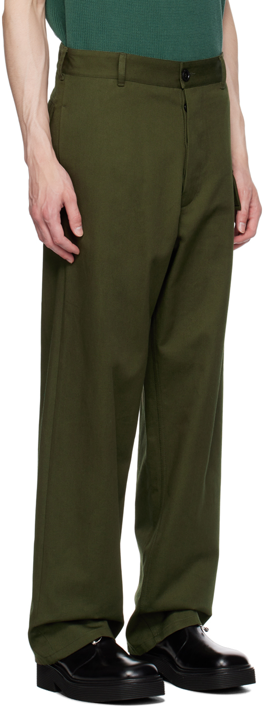 Marni Green Button-fly Trousers In 00v55 Forest Green