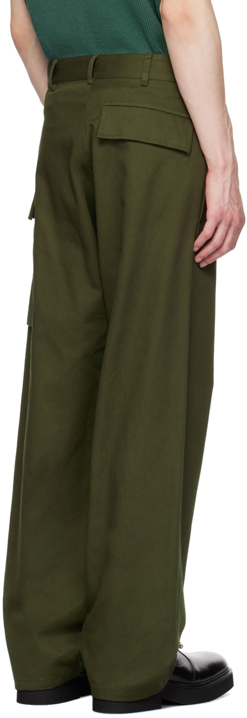 Marni Green Button-fly Trousers In 00v55 Forest Green