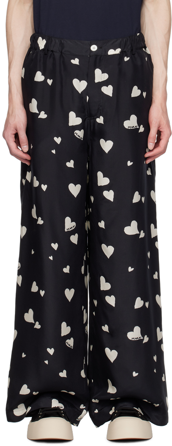 Marni Men's Polka Dot Wide-Leg Knit Trousers - Lily White - Size 40