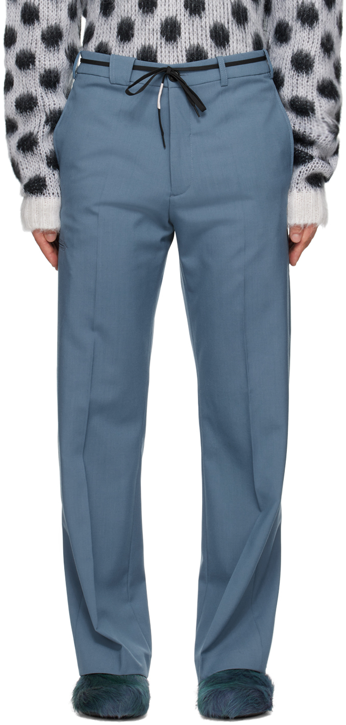 Marni Blue Drawstring Trousers In 00b37 Opal
