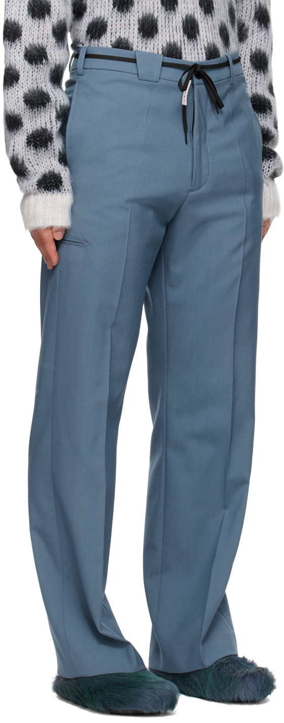 Marni Blue Drawstring Trousers In 00b37 Opal
