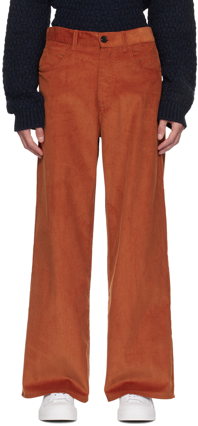Marni Orange Flared Trousers In 00m38 Clay