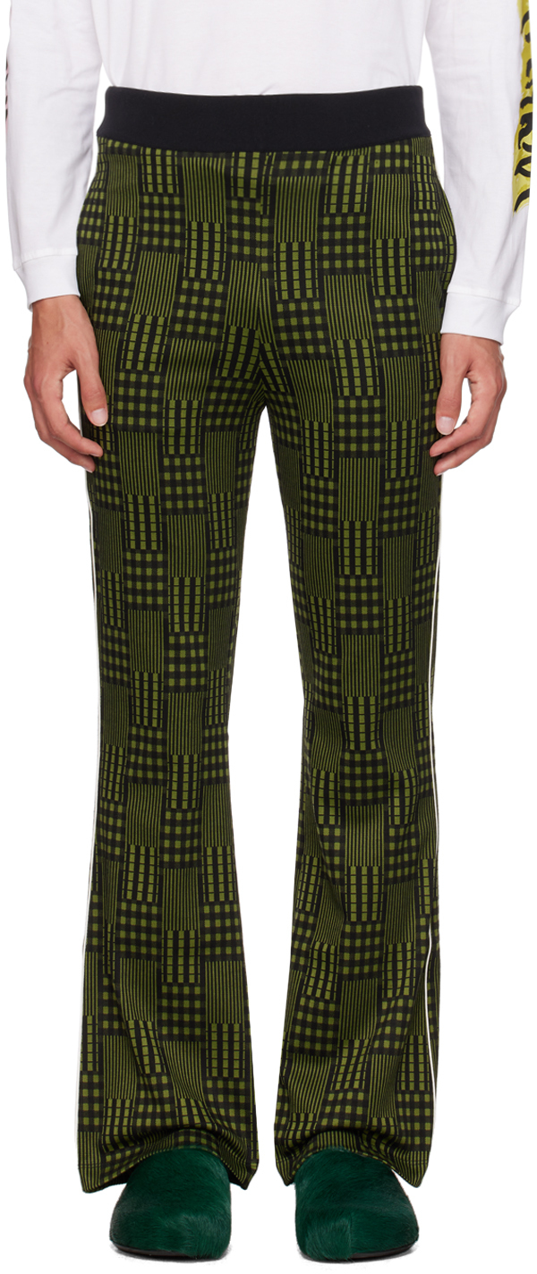 Marni Green & Black Jacquard Trousers In Chv38 Grass