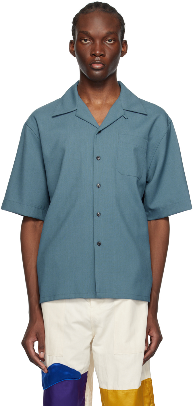 Marni Blue Button Shirt In 00b37 Opal