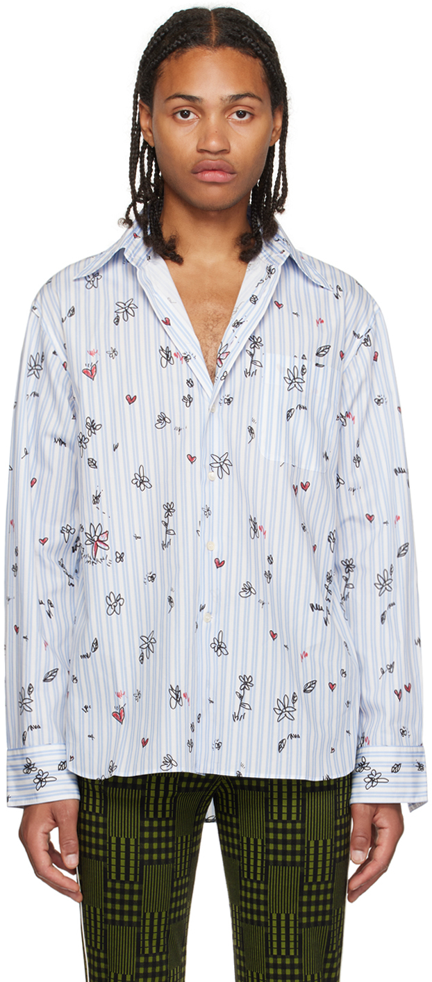 Blue & White Magic Garden Shirt by Marni on Sale