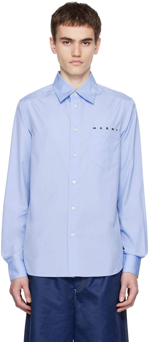Marni: Blue Printed Shirt | SSENSE