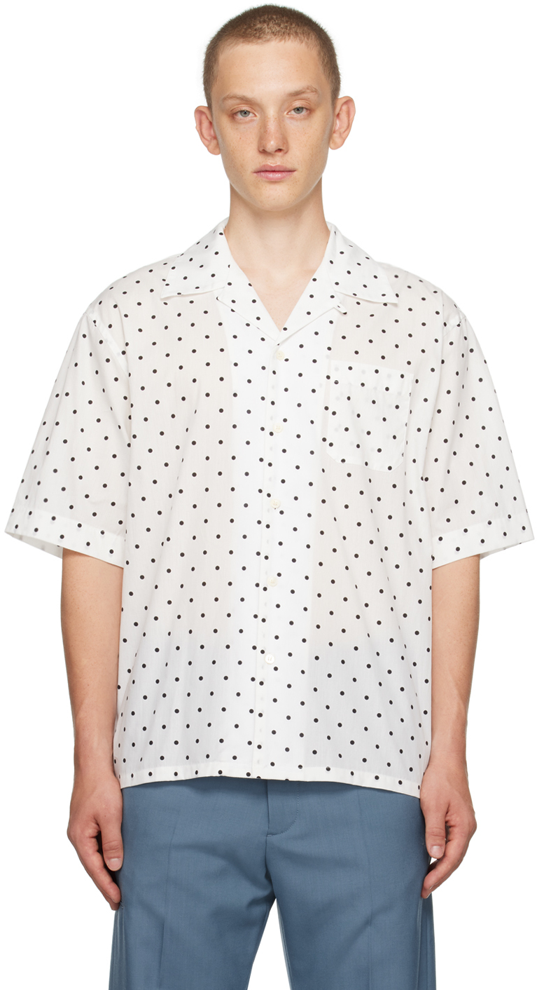 Marni White Polka Dot Shirt In Jqw01 Lily White