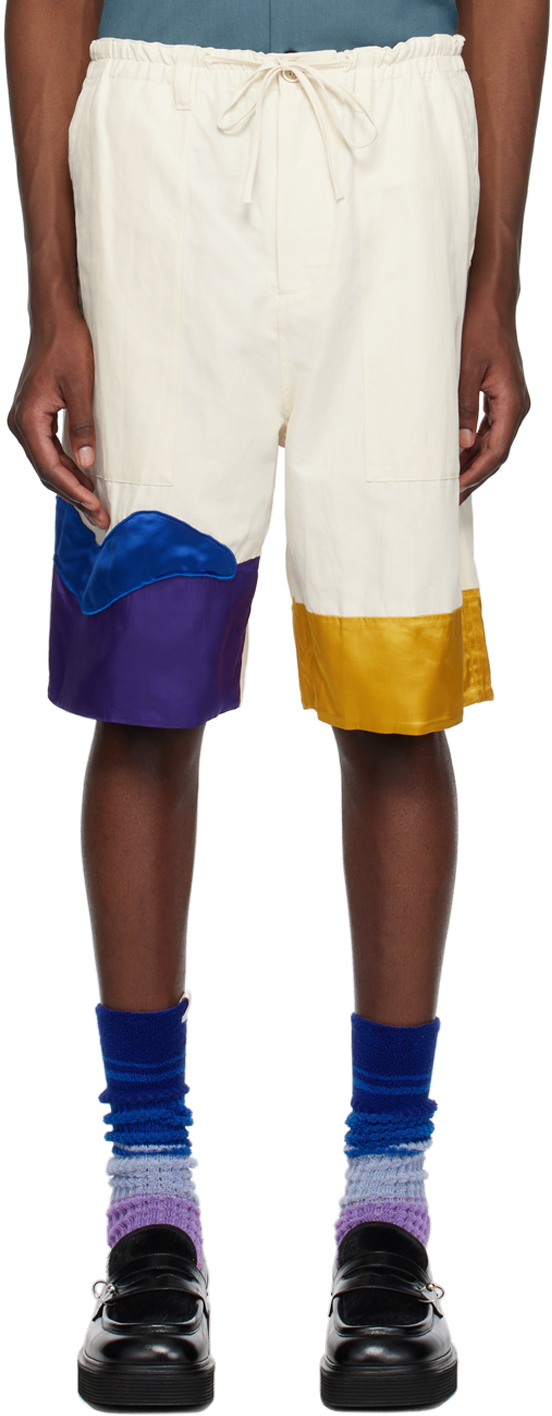 Shop Marni Beige Embroidered Shorts In 00w04 Limestone